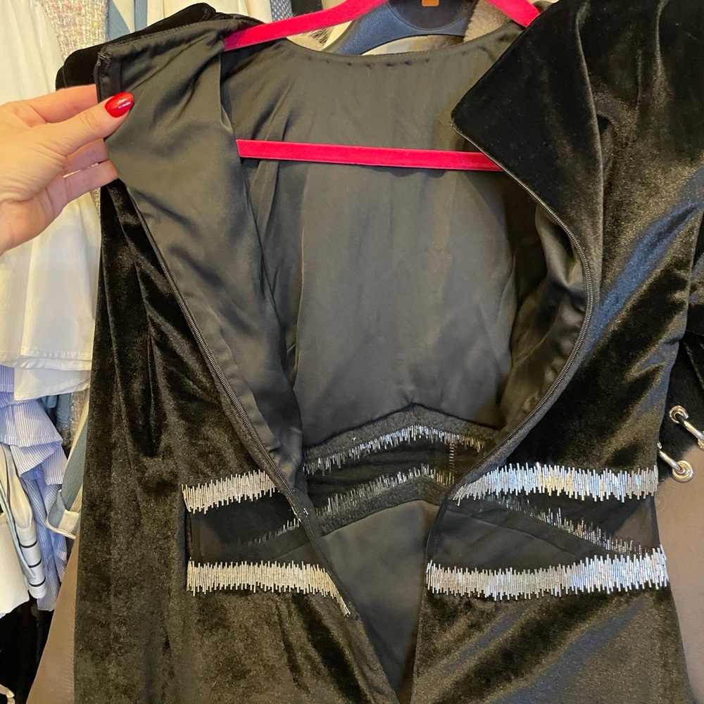 NEW Retrofete black velvet sheer inset mini dress - Picture 4 of 4